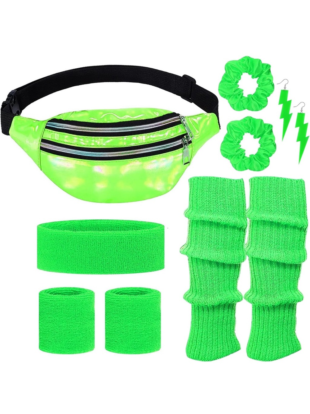 80s Neon Workout Costume Accessories Set Leg Warmers headband nwt